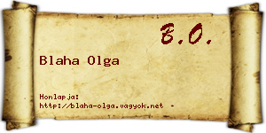 Blaha Olga névjegykártya